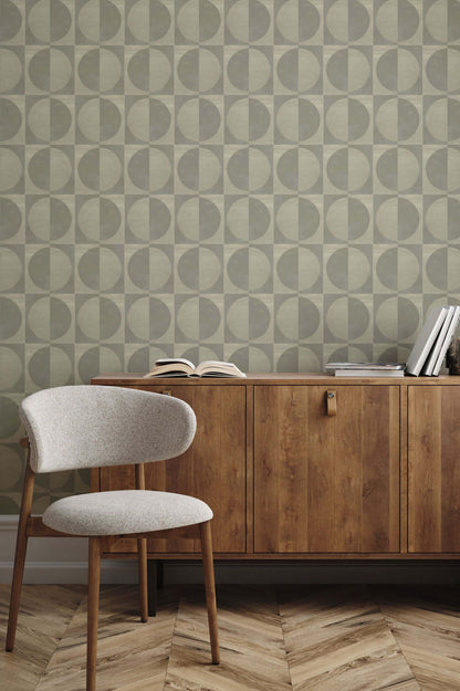 Mitchell Black Glass Half Full Wallpaper - Stone