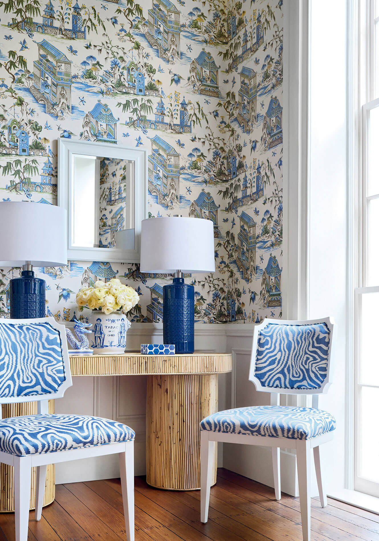 T13613 Thibaut Grand Palace Wallpaper - Blue & Green – US Wall Decor