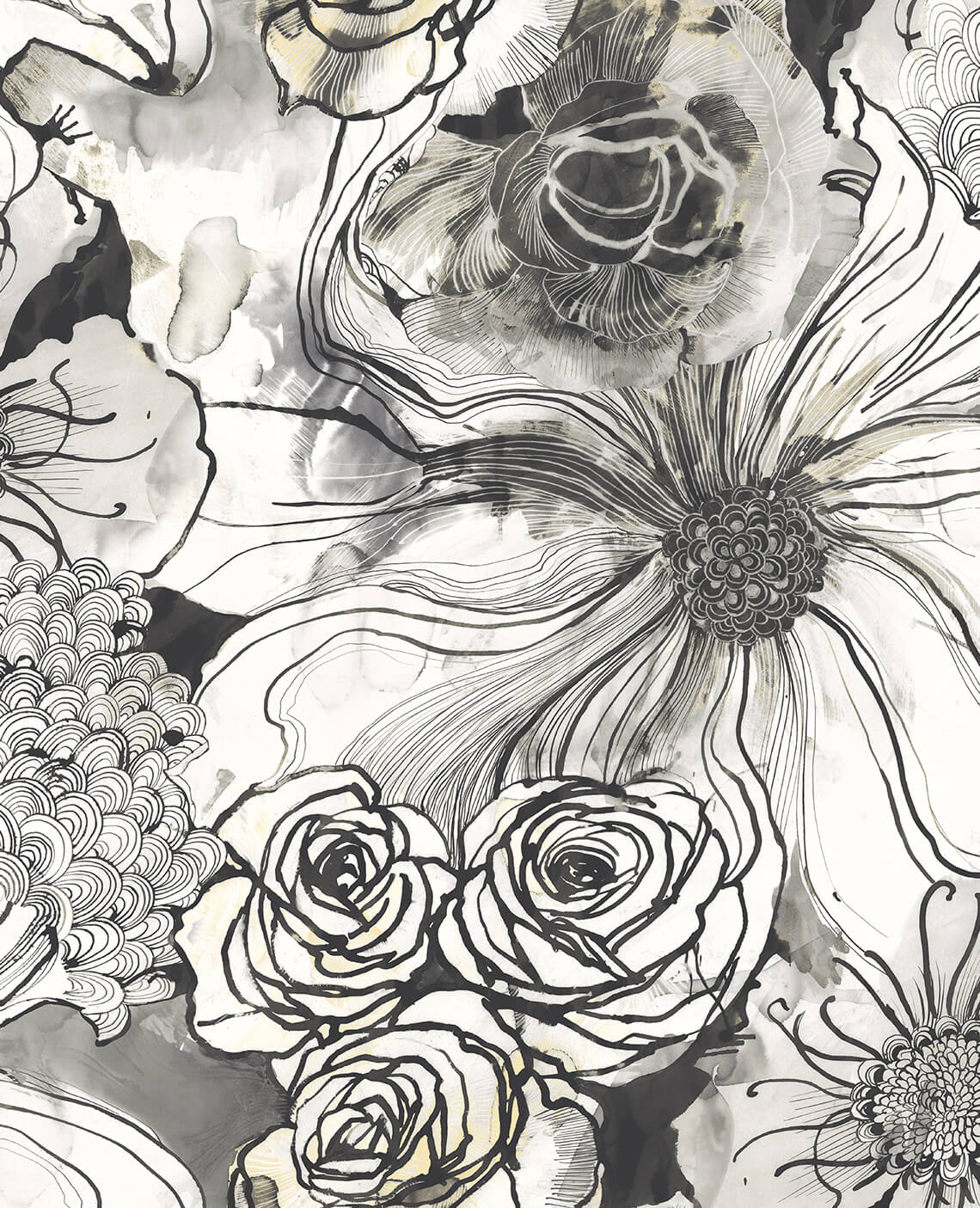 Harry & Grace Ink Rose Peel & Stick Wallpaper - Onyx