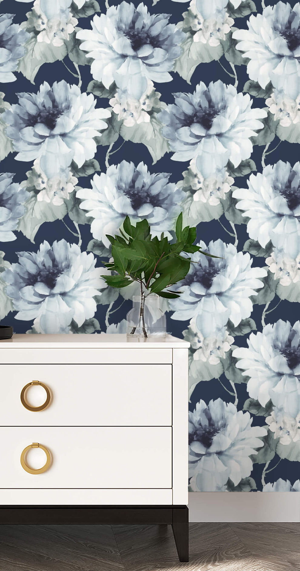 HG10302 Harry & Grace Watercolor Floral Peel & Stick Wallpaper - Blue ...