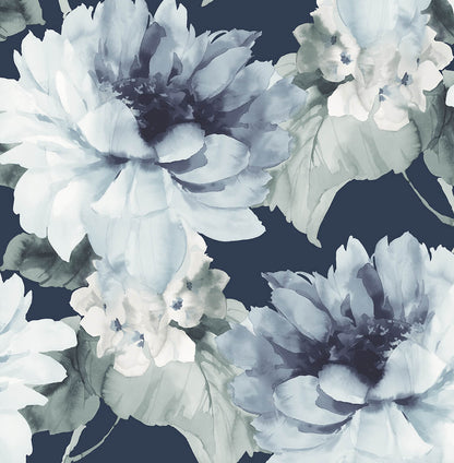 Harry & Grace Watercolor Floral Peel & Stick Wallpaper - Blue & Green