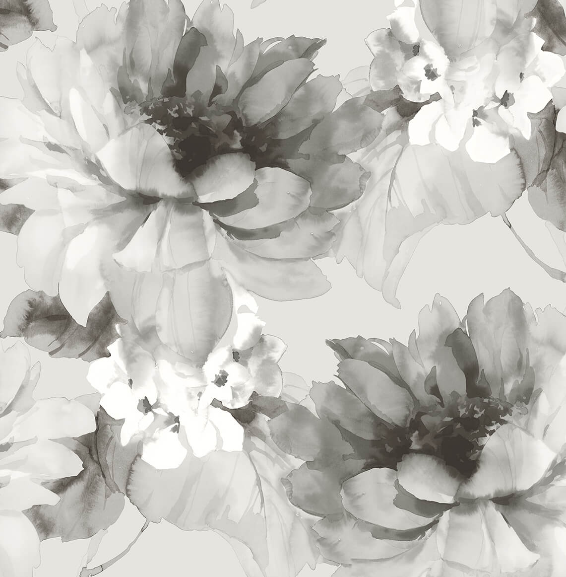 Harry & Grace Watercolor Floral Peel & Stick Wallpaper - Ash & Silver