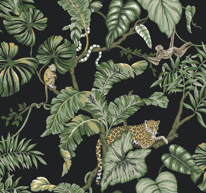 Ronald Redding Traveler Jungle Cat Wallpaper - Black