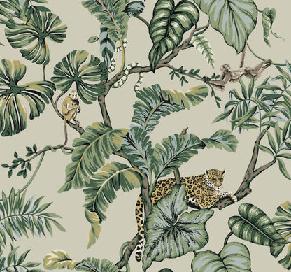 Ronald Redding Traveler Jungle Cat Wallpaper - Beige