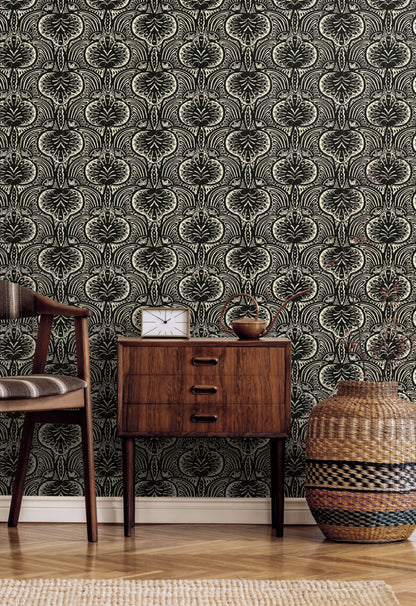 Ronald Redding Traveler Lotus Palm Wallpaper - Black