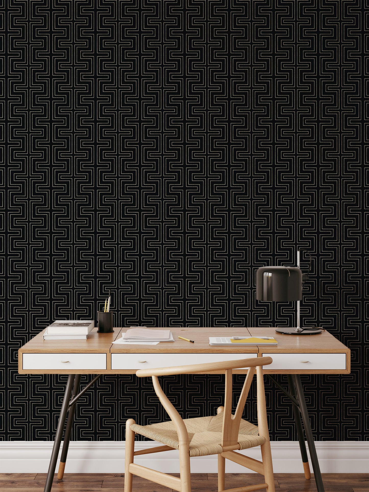 Mitchell Black Co-Ed Halsted Wallpaper - Onyx
