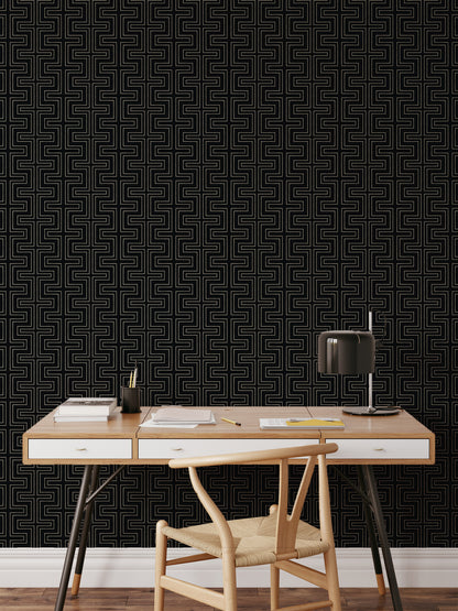 Mitchell Black Co-Ed Halsted Wallpaper - Onyx