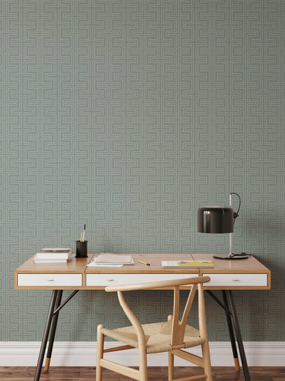 Mitchell Black Co-Ed Halsted Wallpaper - Lake Shore Blue