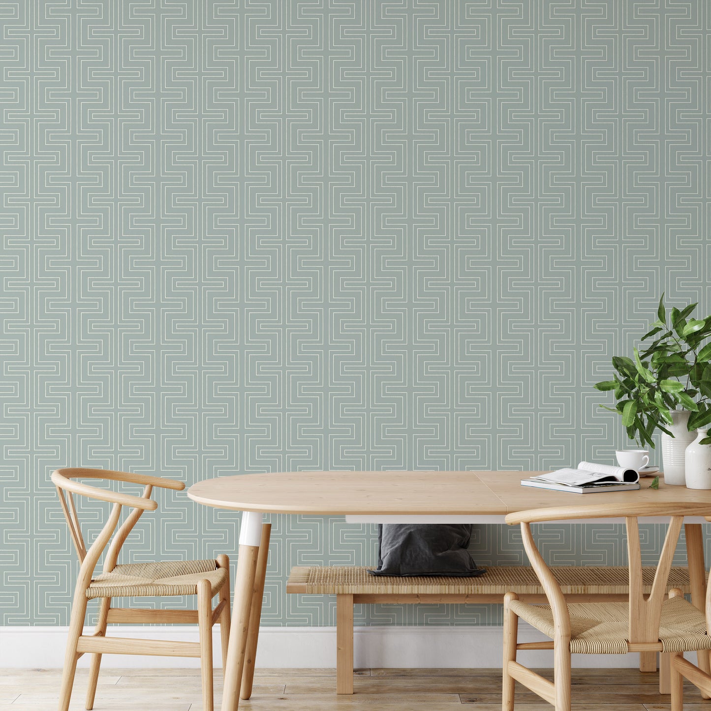 Mitchell Black Co-Ed Halsted Wallpaper - Lake Shore Blue