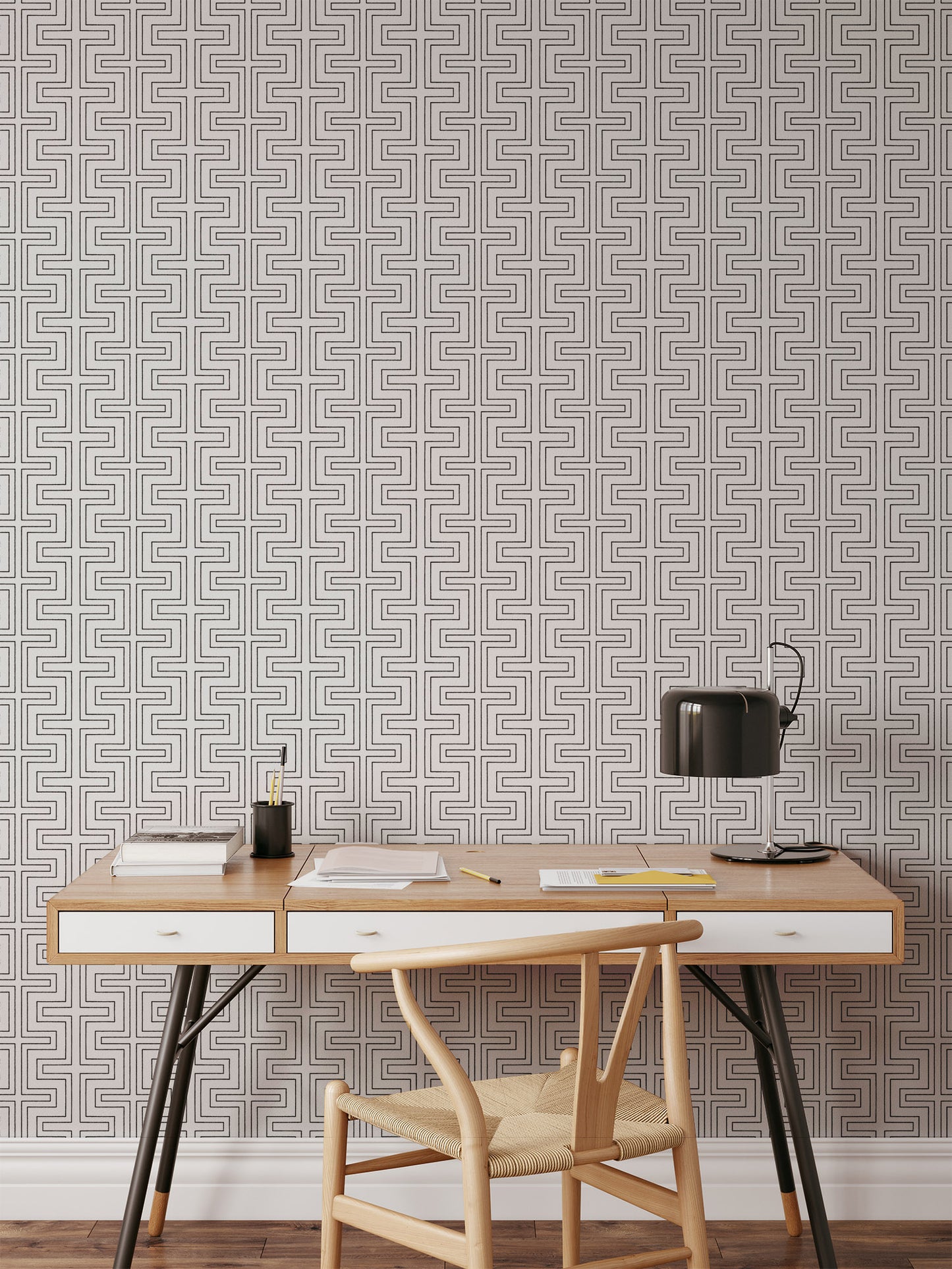 Mitchell Black Co-Ed Halsted Wallpaper - Quartz White