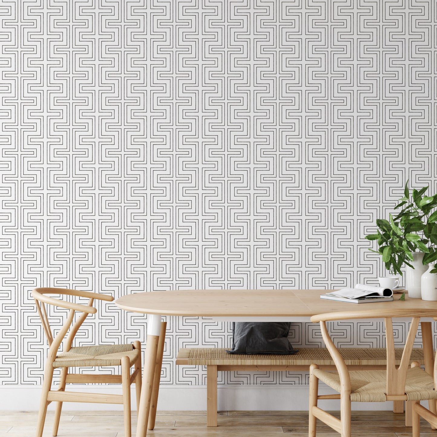 Mitchell Black Co-Ed Halsted Wallpaper - Quartz White