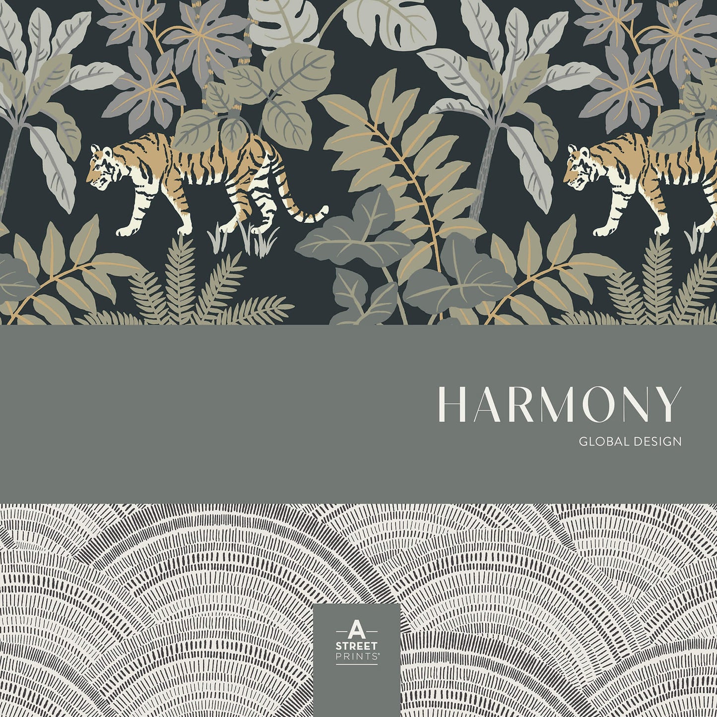 A-Street Prints Harmony Rhythmic Leaf Wallpaper - Charcoal