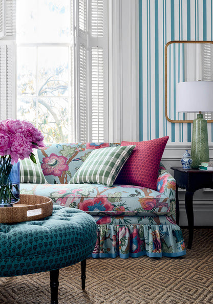 Thibaut Indienne Maggie Stripe Wallpaper - Teal