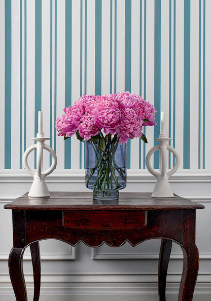 Thibaut Indienne Maggie Stripe Wallpaper - Teal