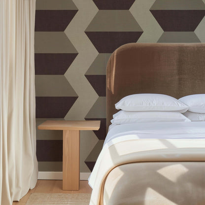 Mitchell Black Infinity Blocks Wallpaper - Brown Burgundy