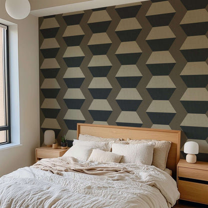 Mitchell Black Infinity Blocks Wallpaper - Coconut Husk