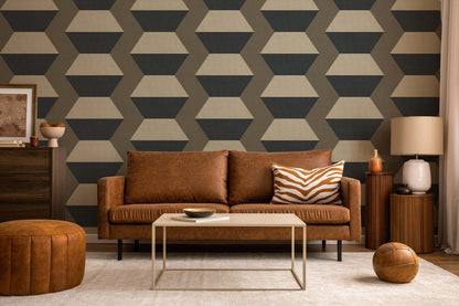 Mitchell Black Infinity Blocks Wallpaper - Coconut Husk