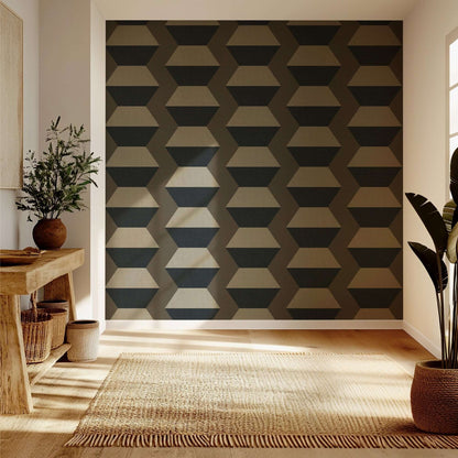 Mitchell Black Infinity Blocks Wallpaper - Coconut Husk