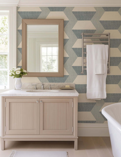 Mitchell Black Infinity Blocks Wallpaper - Lacquered Blues