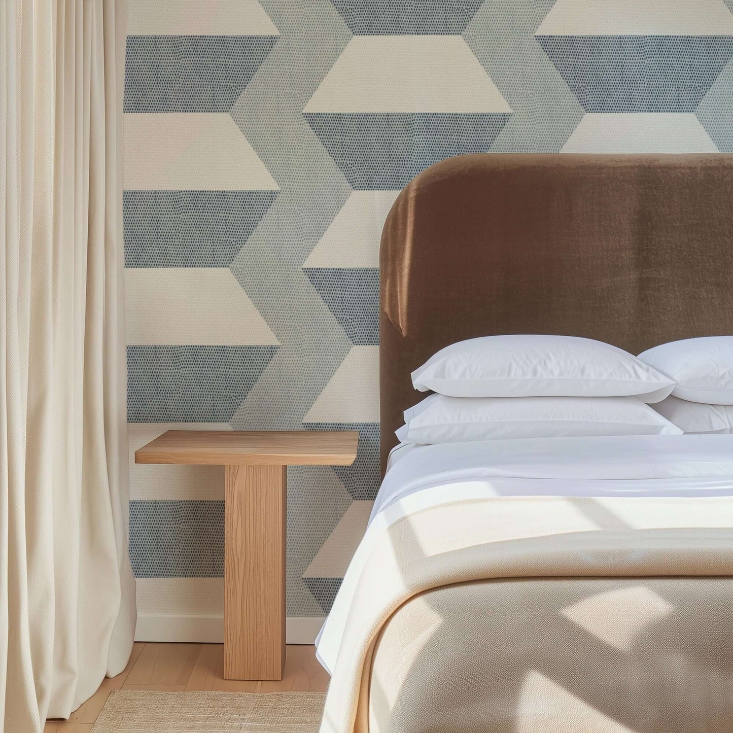 Mitchell Black Infinity Blocks Wallpaper - Lacquered Blues