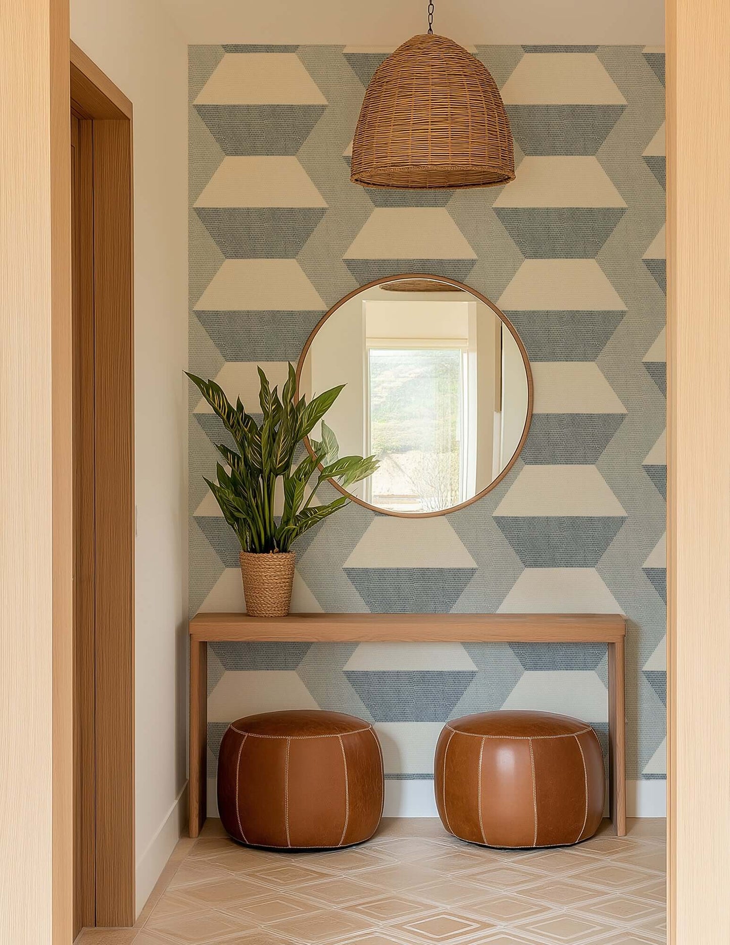 Mitchell Black Infinity Blocks Wallpaper - Lacquered Blues