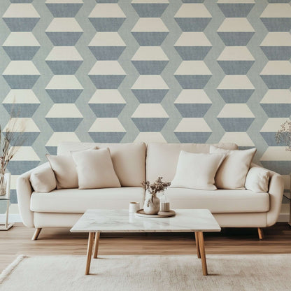 Mitchell Black Infinity Blocks Wallpaper - Lacquered Blues