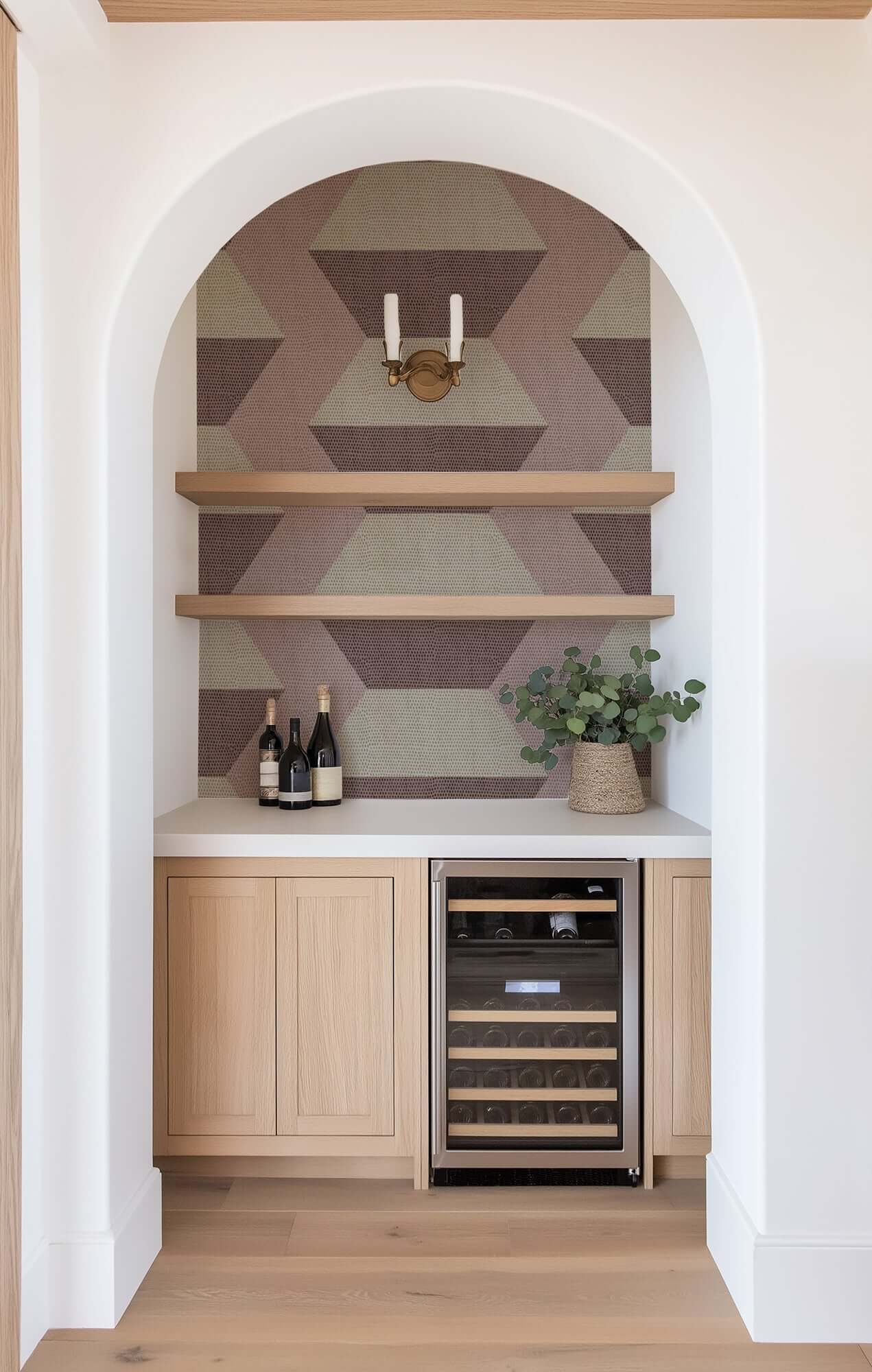 Mitchell Black Infinity Blocks Wallpaper - Pale Strawberry