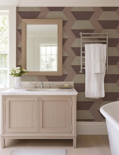 Mitchell Black Infinity Blocks Wallpaper - Pale Strawberry