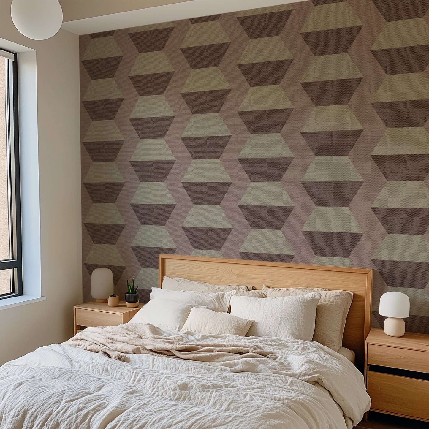 Mitchell Black Infinity Blocks Wallpaper - Pale Strawberry
