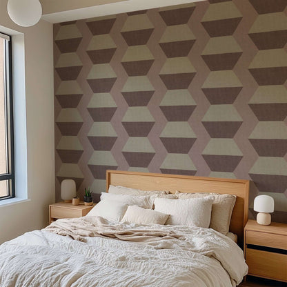 Mitchell Black Infinity Blocks Wallpaper - Pale Strawberry
