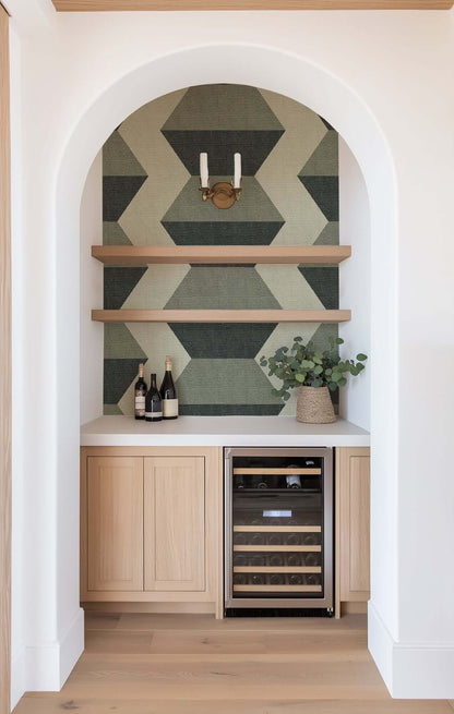 Mitchell Black Infinity Blocks Wallpaper - Sage Green