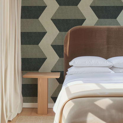 Mitchell Black Infinity Blocks Wallpaper - Sage Green