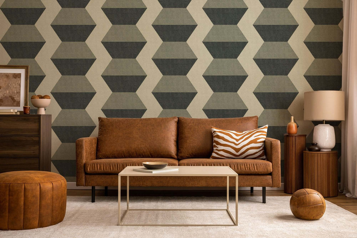 Mitchell Black Infinity Blocks Wallpaper - Sage Green