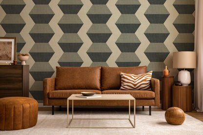 Mitchell Black Infinity Blocks Wallpaper - Sage Green