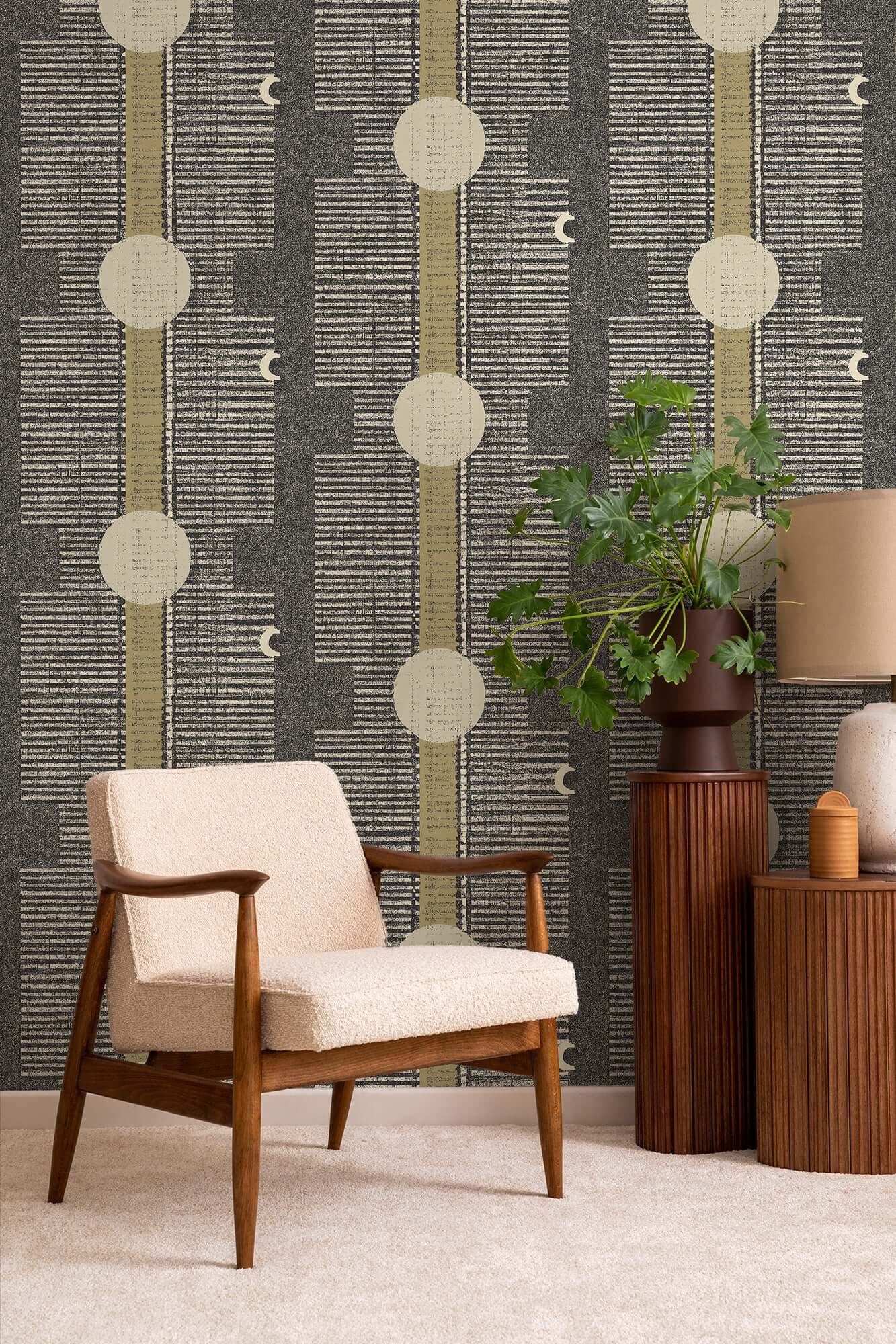 Mitchell Black Inyanga Wallpaper - Newsprint Gray