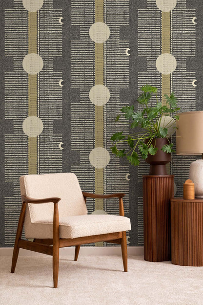 Mitchell Black Inyanga Wallpaper - Newsprint Gray