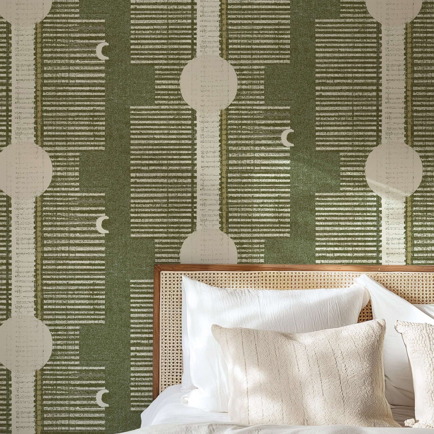 Mitchell Black Inyanga Wallpaper - Olive Linen