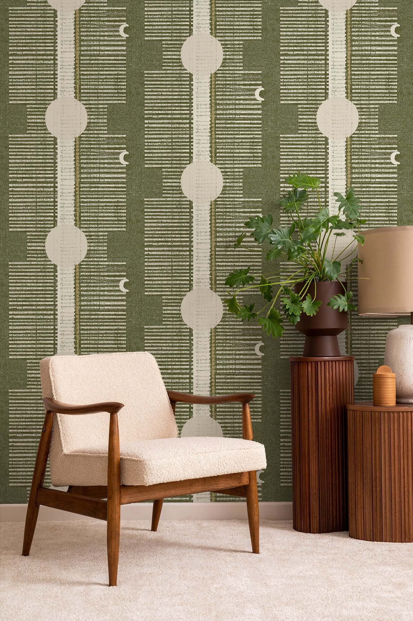 Mitchell Black Inyanga Wallpaper - Olive Linen
