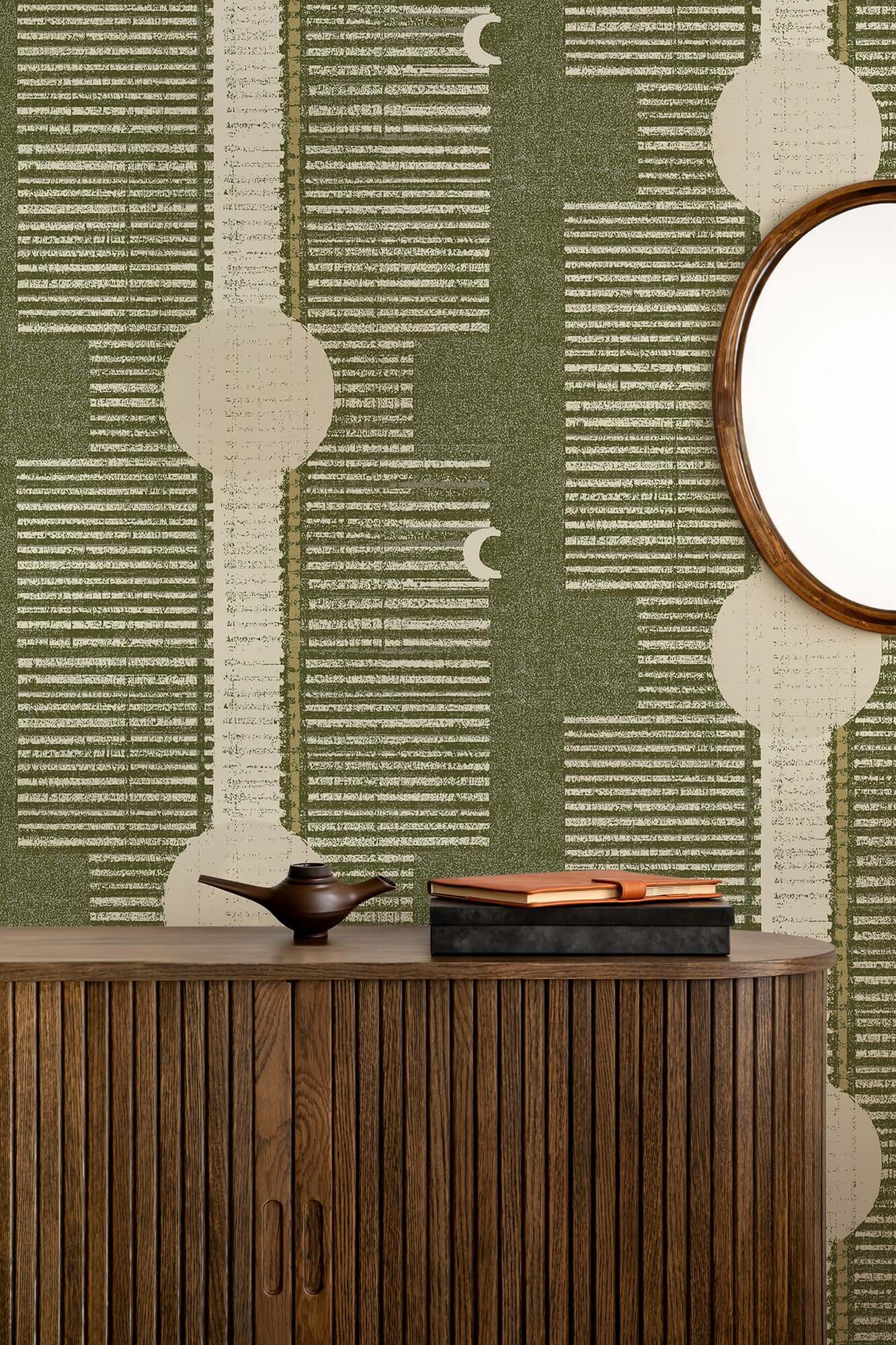 Mitchell Black Inyanga Wallpaper - Olive Linen