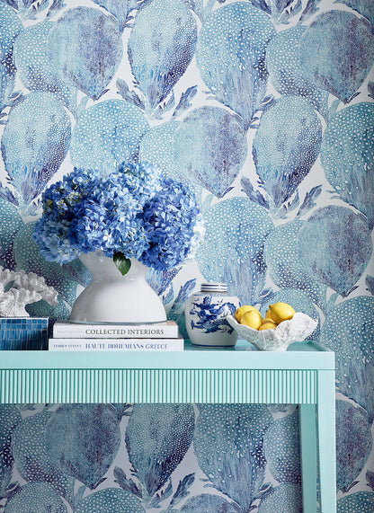 Thibaut Islander Under The Sea Wallpaper - Turquoise & Plum