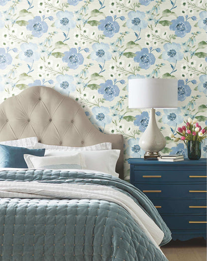 Antonina Vella Layered Luxe Evelyn Wallpaper Sample - Blue