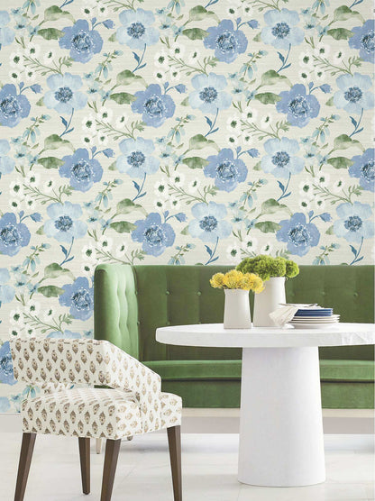 Antonina Vella Layered Luxe Evelyn Wallpaper Sample - Blue