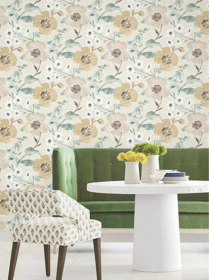 Antonina Vella Layered Luxe Evelyn Wallpaper Sample - Wheat