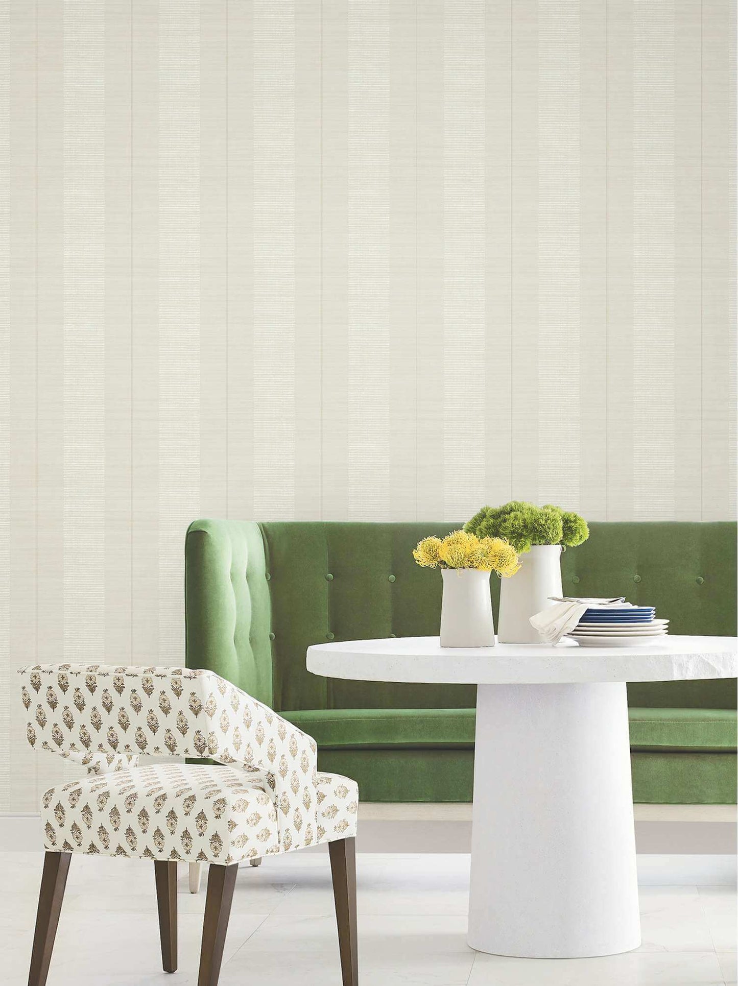 Antonina Vella Layered Luxe Colbert Stripe Wallpaper - Light Grey