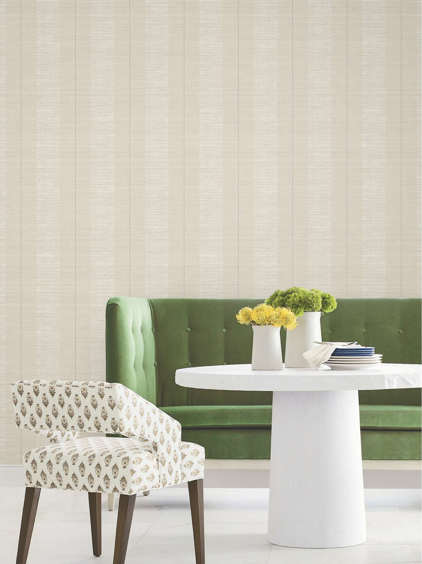 Antonina Vella Layered Luxe Colbert Stripe Wallpaper Sample - Taupe