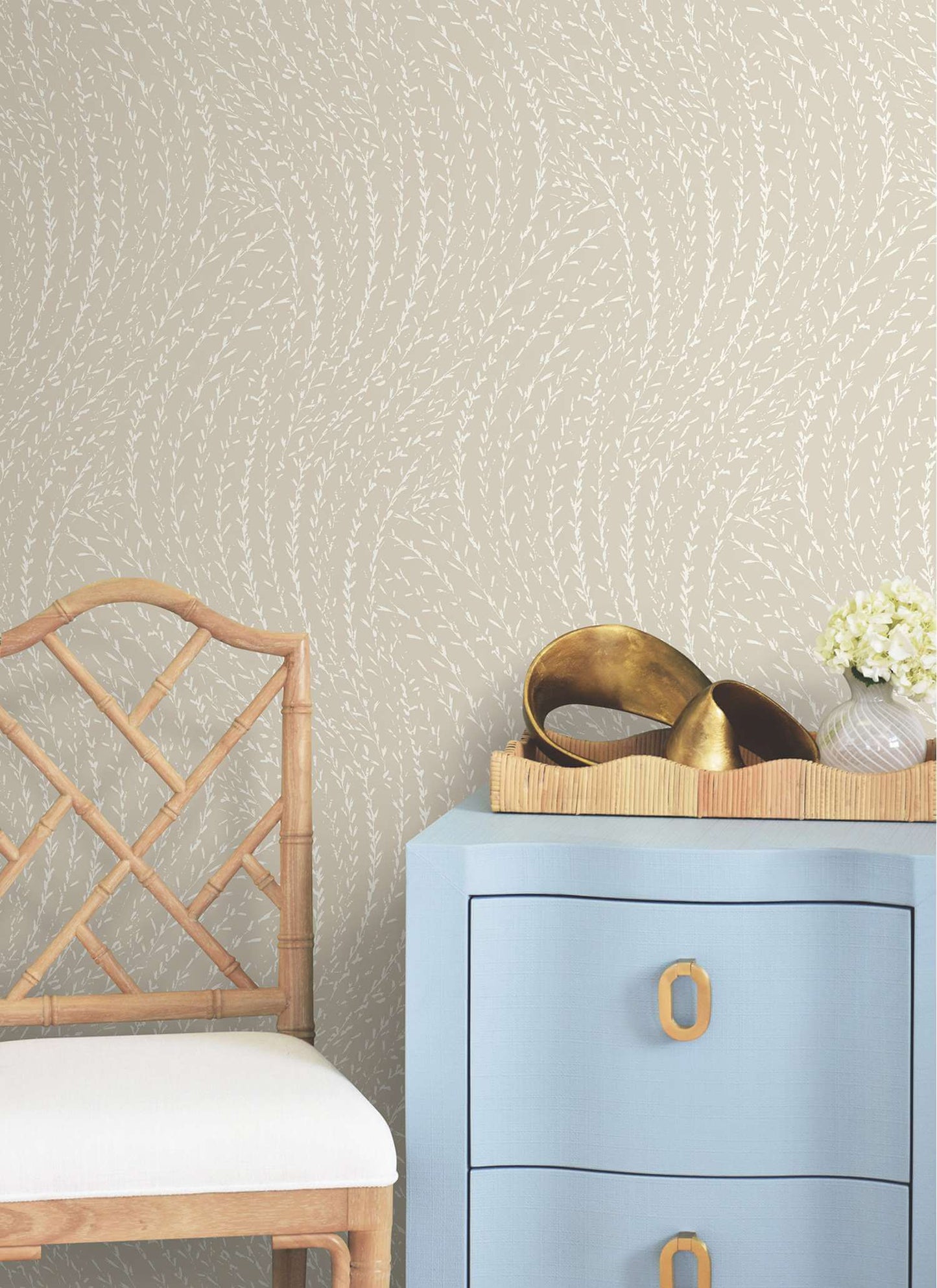 Antonina Vella Layered Luxe Willow Song Wallpaper - Taupe