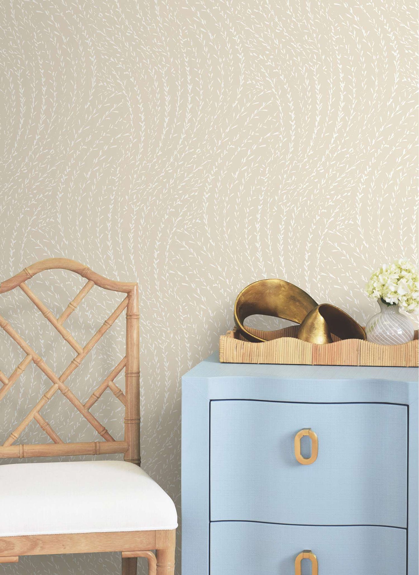 Antonina Vella Layered Luxe Willow Song Wallpaper - Wheat