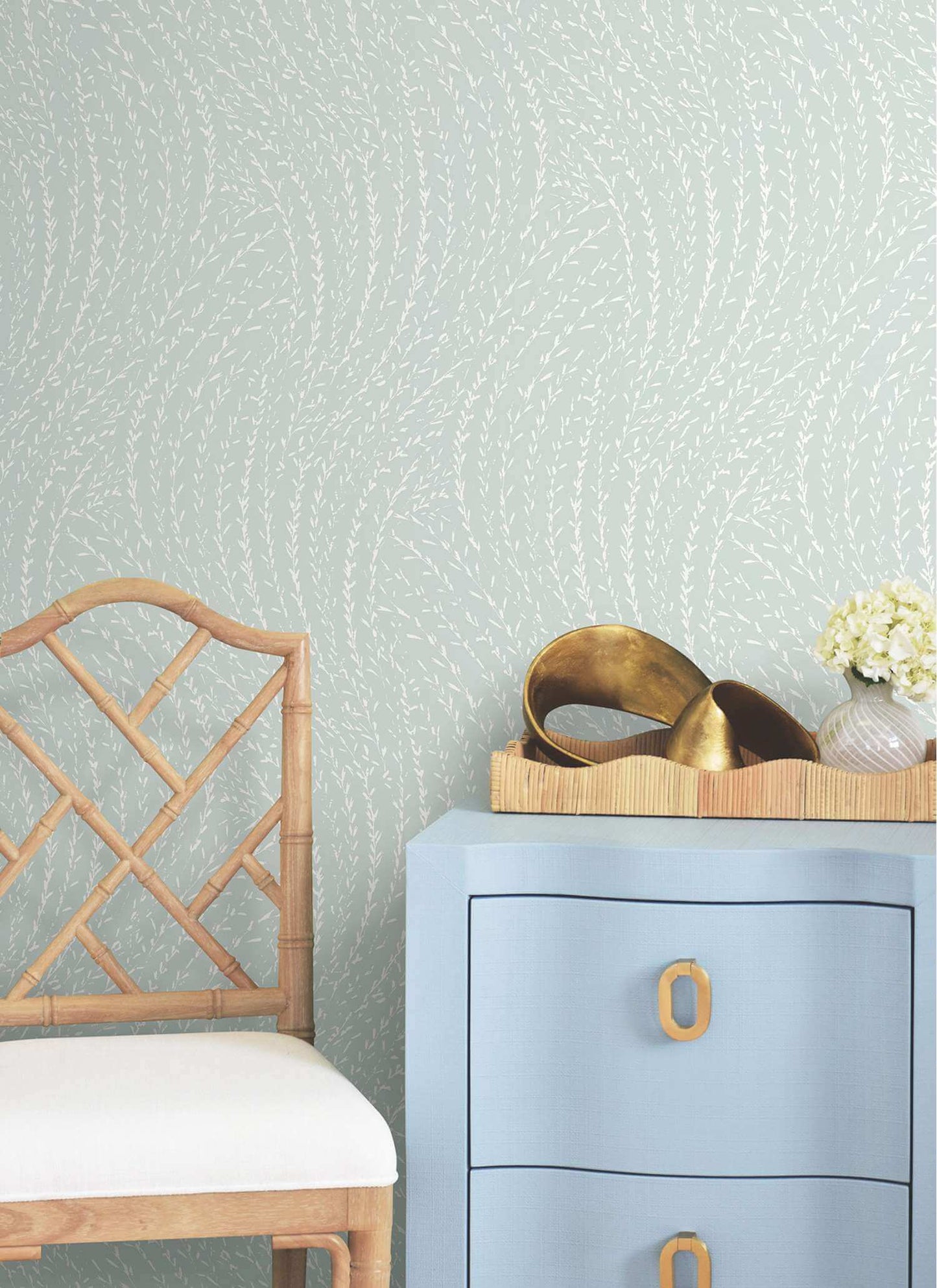 Antonina Vella Layered Luxe Willow Song Wallpaper - Light Blue