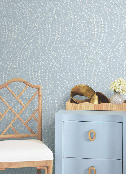 Antonina Vella Layered Luxe Willow Song Wallpaper Sample - Sky Blue