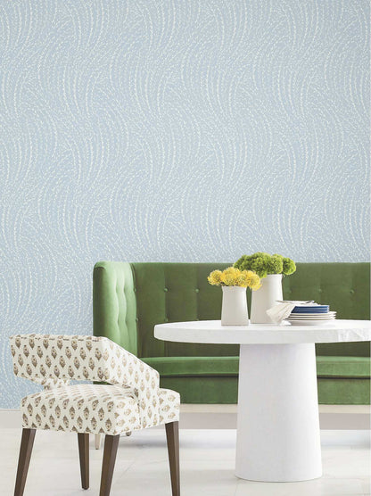 Antonina Vella Layered Luxe Willow Song Wallpaper Sample - Sky Blue